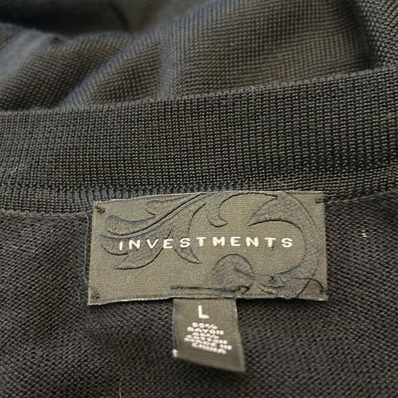 Investments black beaded sequined long sleeve open cardigan Size L EUC - Picture 7 of 8